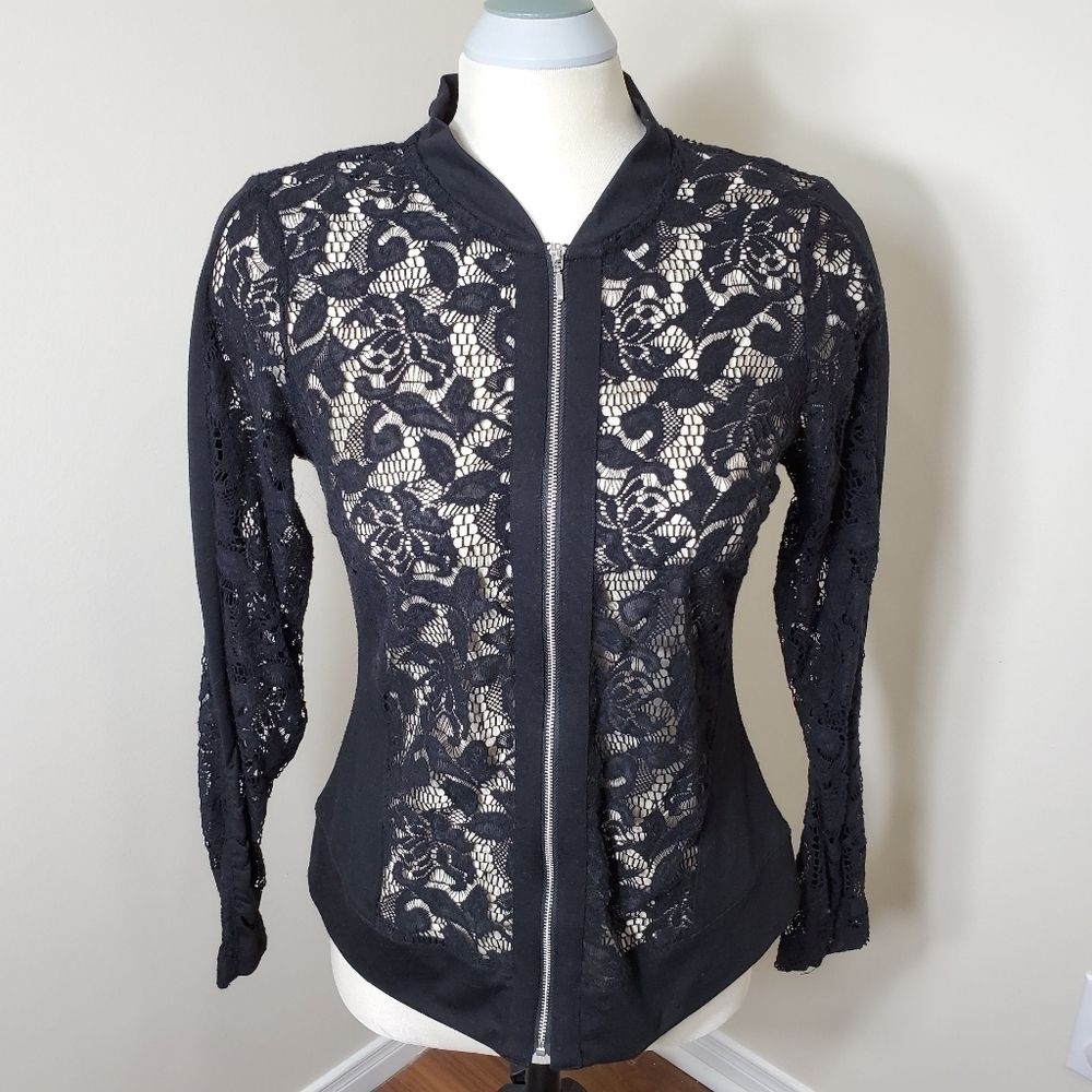 Cleo Zip-Up See Through Lace Jacket Size Small - Picture 10 of 10